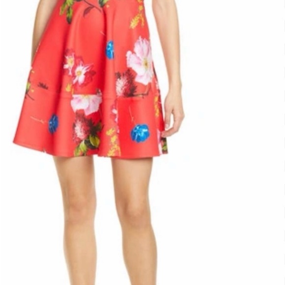 Ted Baker Red Floral Mini Dress Kinle - Picture 6 of 16